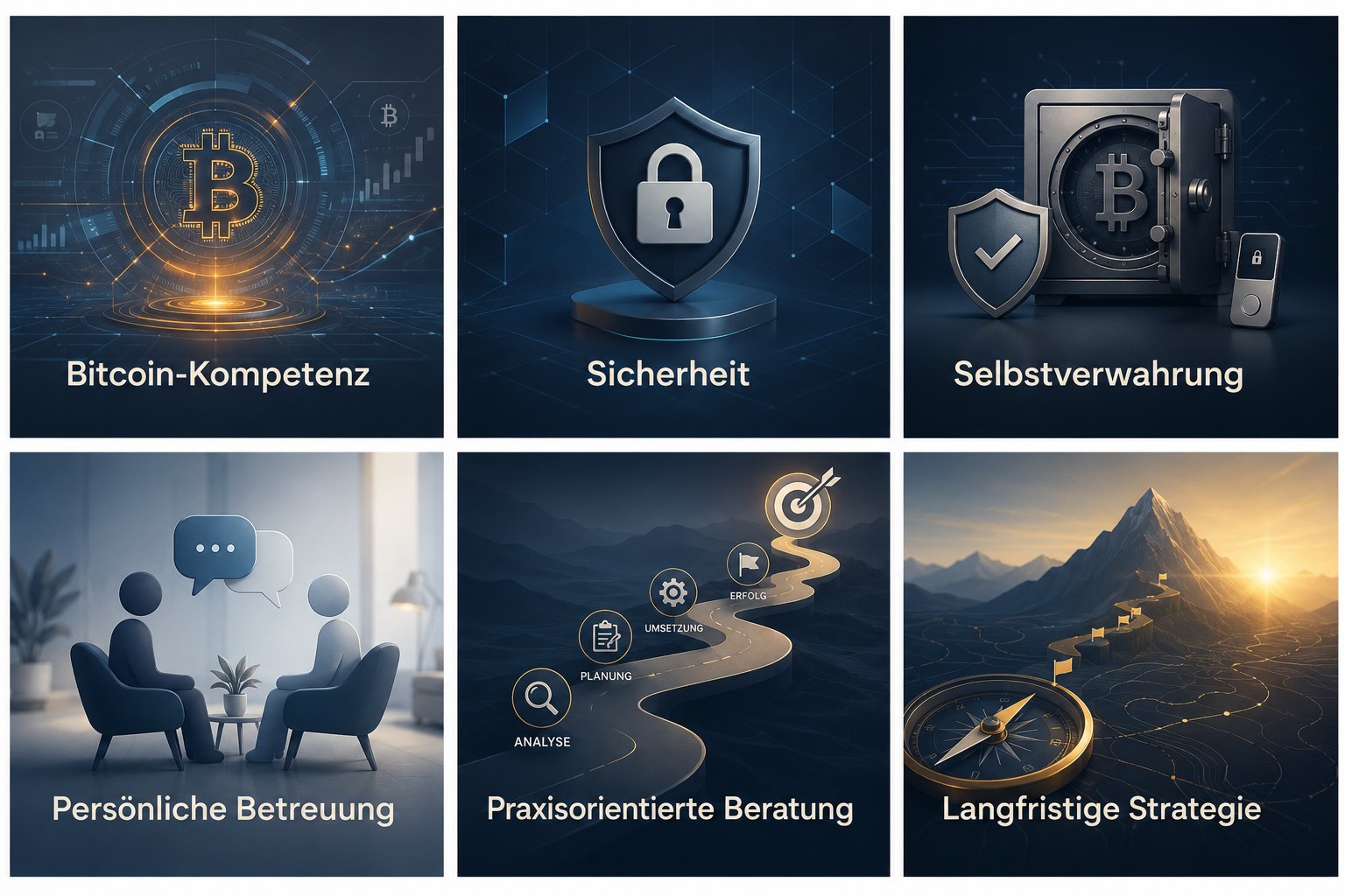 Bitcoin-Kompetenz: Sicherheit, Selbstverwahrung, persönliche Betreuung, praxisorientierte Beratung und langfristige Strategie